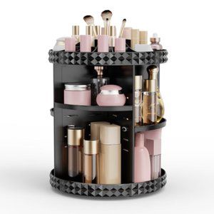 2 Tiers - 360° Turntable Makeup Organizer - Lazy Susan Cosmetics Storage